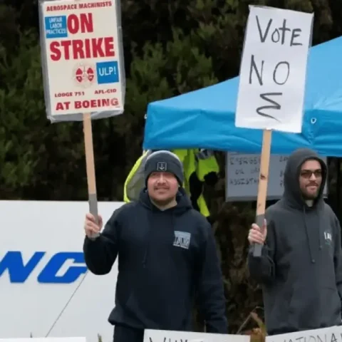 Boeing workers striking on street for pay rise offer