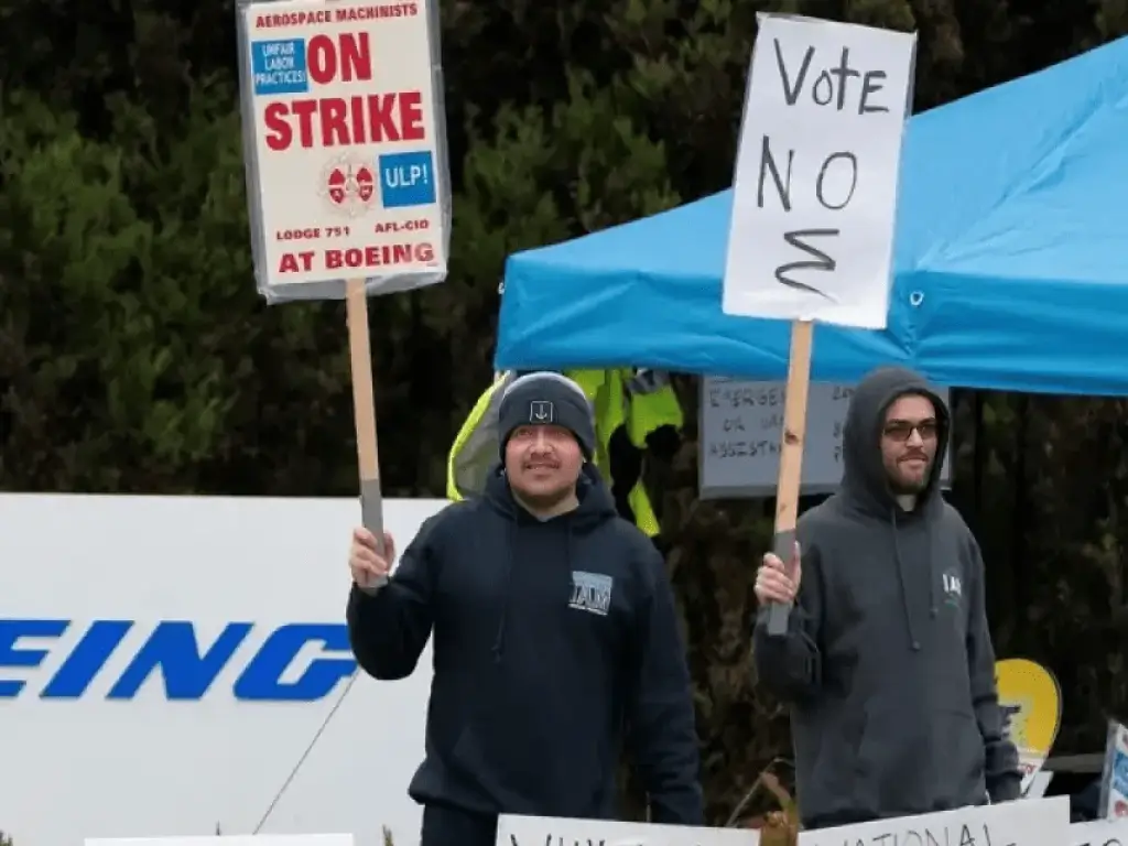 Boeing workers striking on street for pay rise offer