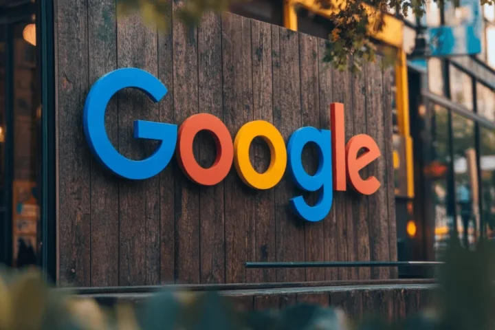 Google company board logo on his office