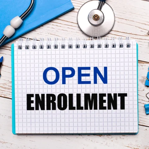 Health insurance open enrollment period date calendar with health monitor equipment