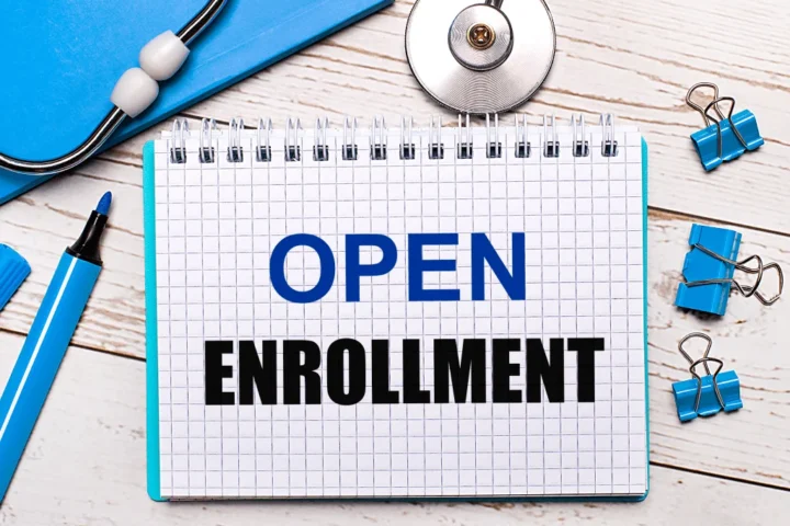 Health insurance open enrollment period date calendar with health monitor equipment