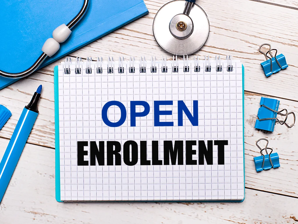 Health insurance open enrollment period date calendar with health monitor equipment