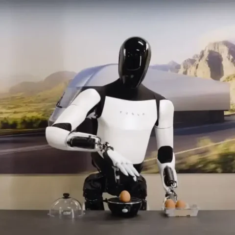 Tesla Humanoid Robot working on table