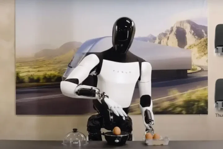 Tesla Humanoid Robot working on table