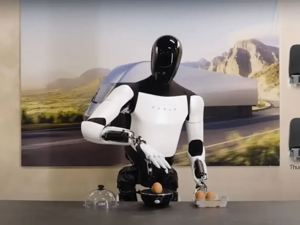 Tesla Humanoid Robot working on table