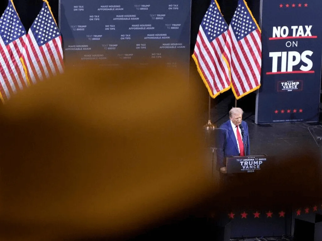 President Donald Trump speaks during a campaign event