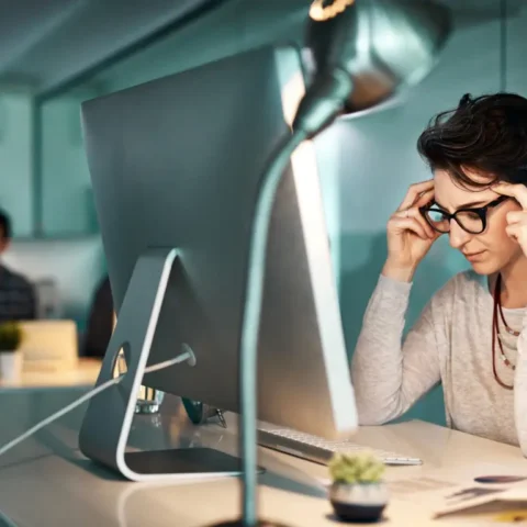 office-headache-woman-with-workplace-burnout-by-ai