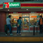 people-standing-outside-store-with-sign-that-says-7-eleven