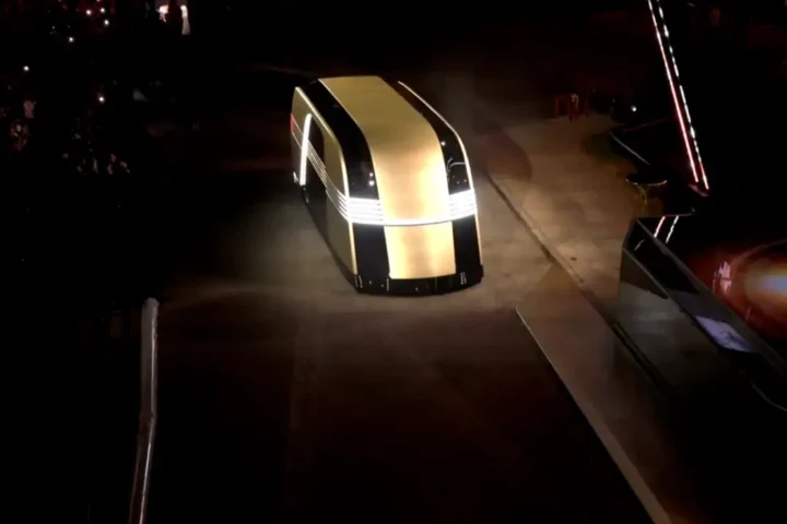 tesla robovan on road