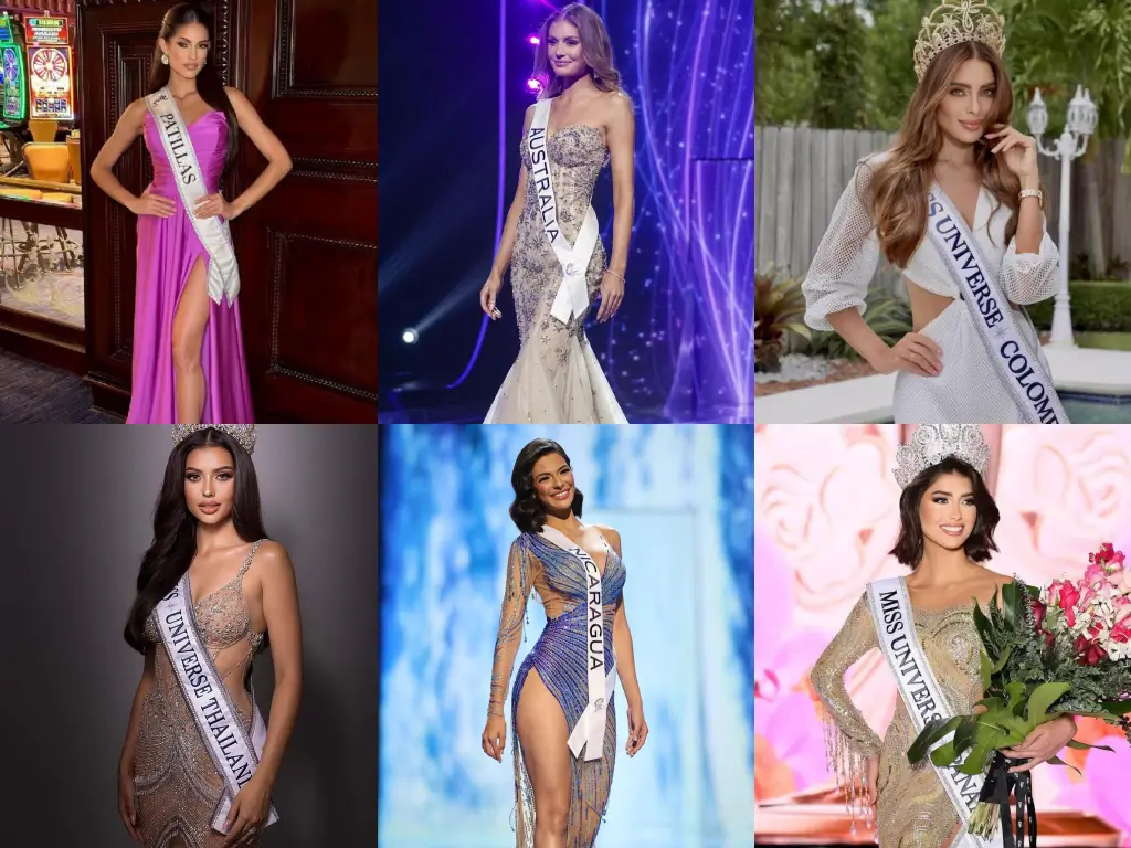 Miss universe 2024 participants Moraya Wilson, Karla Guilfu, Antonia Porsild, Sheynnis Palacios, Camila Avella