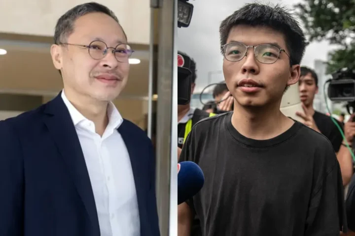 Benny Tai (right) and Joshua Wong (left) were jailed for subversion on Tuesday.