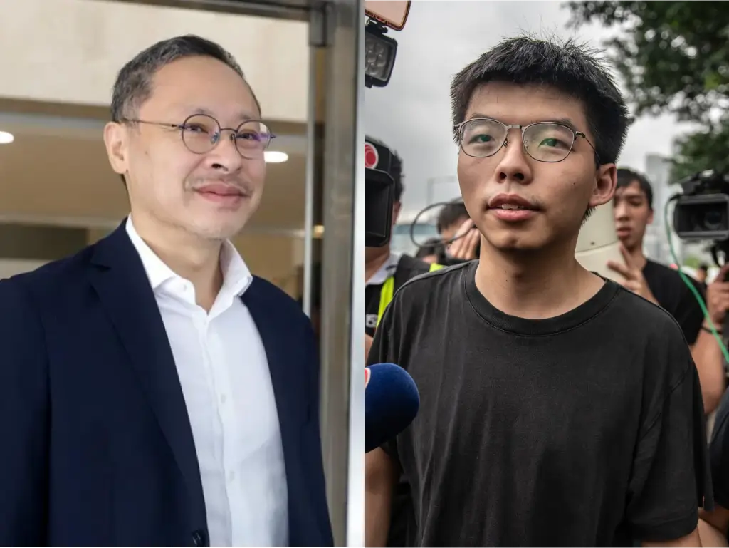 Benny Tai (right) and Joshua Wong (left) were jailed for subversion on Tuesday.