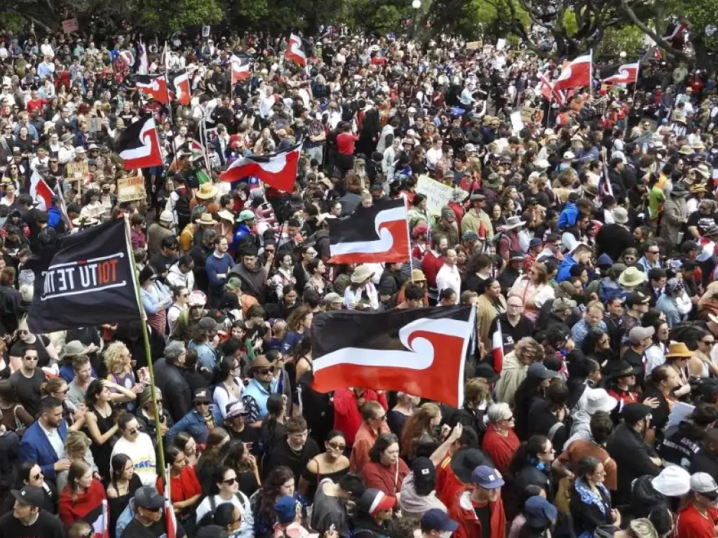 Tens of thousands people protest Māori rights bill to change Indigenous rights.